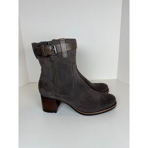 Trask Women's Size 8M Brown Suede Madison Moto Boots Block Heels